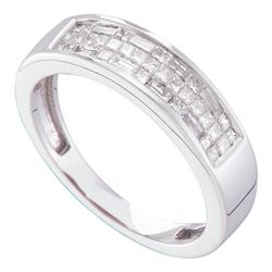 Invisible-set Diamond Triple Row Band 1/2 Cttw 14kt White Gold