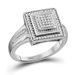 Diamond Square Frame Cluster Ring 1/5 Cttw 10kt White Gold