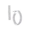 Image 1 : Diamond Inside Outside Double Row Hoop Earrings 1.00 Cttw 14kt White Gold
