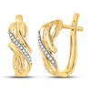 Image 1 : Diamond Bypass Crossover Hoop Earrings 1/12 Cttw 10kt Yellow Gold