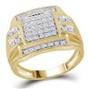 Image 1 : Mens Diamond Square Cluster Ring 1/3 Cttw 10kt Yellow Gold