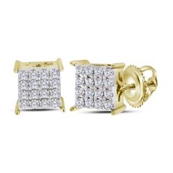 Diamond Square Cluster Stud Earrings 1/4 Cttw 10kt Yellow Gold