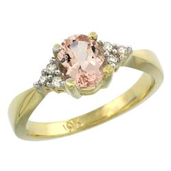 0.73 CTW Morganite & Diamond Ring 10K Yellow Gold - REF-30F8N