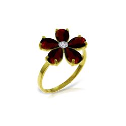 Genuine 2.22 ctw Garnet & Diamond Ring 14KT Yellow Gold - REF-35P9H