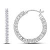 Image 1 : Diamond Single Row Hoop Earrings 1/2 Cttw 14kt White Gold