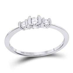 Diamond 3-stone Bridal Wedding Engagement Ring 1/4 Cttw 10kt White Gold