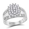 Image 1 : Round Prong-set Diamond Oval Cluster Ring 1/2 Cttw 14kt White Gold