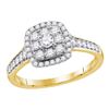 Diamond Round Halo Bridal Wedding Engagement Ring 5/8 Cttw 14kt Yellow Gold