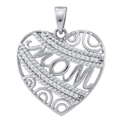 Diamond Mom Mother Pendant 1/10 Cttw 10kt White Gold