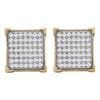 Image 1 : Diamond Square Cluster Stud Earrings 1/3 Cttw 10kt Yellow Gold