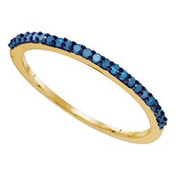 Round Blue Color Enhanced Diamond Band Ring 1/5 Cttw 10kt Yellow Gold