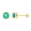 Image 1 : Round Lab-Created Emerald Solitaire Stud Earrings 2.00 Cttw 10kt Yellow Gold