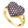 Image 1 : Round Brown Diamond Heart Cluster Ring 1.00 Cttw 14kt Yellow Gold