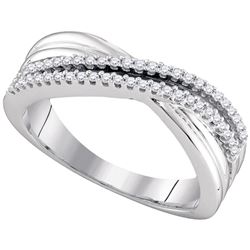 Diamond Crossover Band Ring 1/5 Cttw 10kt White Gold