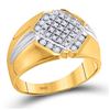 Image 1 : Mens Diamond Diagonal Square Cluster Ring 1/2 Cttw 10kt Two-tone Gold