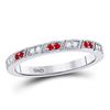 Image 1 : Round Ruby Diamond Milgrain Stackable Band Ring 1/4 Cttw 10kt White Gold
