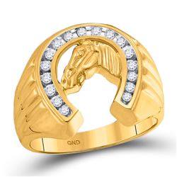 Mens Diamond Horseshoe Ring 1/4 Cttw 10kt Yellow Gold