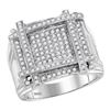 Image 1 : Mens Diamond Square Cluster Ring 7/8 Cttw 10kt White Gold
