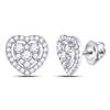 Image 1 : Diamond Heart Cluster Earrings 3/4 Cttw 10kt White Gold