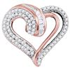 Image 1 : Diamond Curled Heart Pendant 1/4 Cttw 10kt Rose Gold