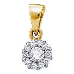 Diamond Solitaire Circle Frame Cluster Pendant 1/4 Cttw 14kt Yellow Gold