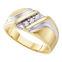 Mens Diamond Wedding Anniversary Band Ring 1/10 Cttw 10kt Yellow Two-tone Gold