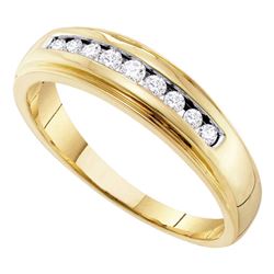 Mens Round Channel-set Diamond 5mm Wedding Band Ring 1/4 Cttw 10kt Yellow Gold