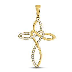 Diamond Woven Cross Pendant 1/5 Cttw 10kt Yellow Gold
