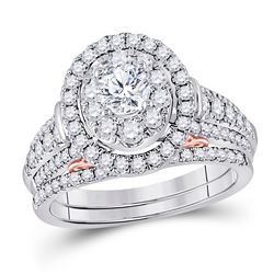 Diamond Bridal Wedding Engagement Ring Band Set 1-1/2 Cttw 14kt Two-tone Gold