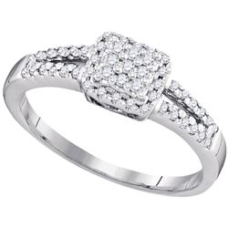 Diamond Square Cluster Ring 1/4 Cttw 10kt White Gold