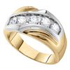 Image 1 : Mens Diamond Single Row Two-tone Large Band Ring 1.00 Cttw 14kt Yellow Gold