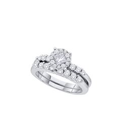 Diamond Bridal Wedding Engagement Ring Band Set 1.00 Cttw 14kt White Gold
