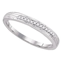 Round Pave-set Diamond Simple 2mm Wedding Band 1/6 Cttw 10k White Gold