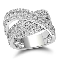 Diamond Crossover Fashion Ring 2-1/5 Cttw 10kt White Gold
