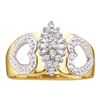 Image 1 : Diamond Double Heart Cluster Ring 1/8 Cttw 14kt Yellow Gold