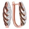 Image 1 : Round Red Color Enhanced Diamond Hoop Luxury Earrings 1/3 Cttw 10kt Rose Gold