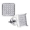 Image 1 : Diamond Square Cluster Earrings 1/4 Cttw 10kt White Gold
