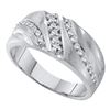 Image 1 : Mens Round Prong-set Diamond Triple Row Wedding Band 1/4 Cttw 10kt White Gold