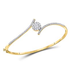 Diamond Bypass Bangle Bracelet 3/4 Cttw 14kt Yellow Gold