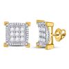 Image 1 : Mens Diamond Squared Cluster Earrings 1.00 Cttw 14kt Yellow Gold