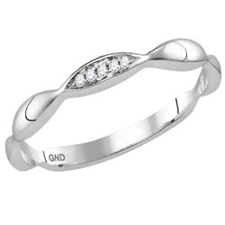Diamond Contour Stackable Band Ring .02 Cttw 10kt White Gold