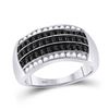 Image 1 : Mens Round Black Color Enhanced Diamond Band Ring 1.00 Cttw 10kt White Gold