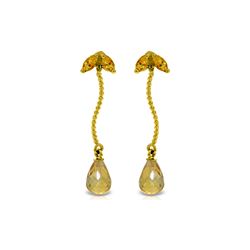 Genuine 3.4 ctw Citrine Earrings 14KT Yellow Gold - REF-21P6H