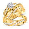 Image 1 : His & Hers Diamond Cluster Matching Bridal Wedding Ring Band Set 3/8 Cttw 10kt Yellow Gold