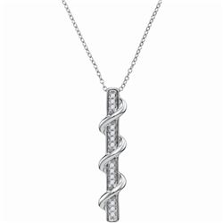 Diamond Cascading Vertical Bar Pendant 1/8 Cttw 10kt White Gold