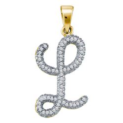 Diamond Cursive Letter L Pendant 1/6 Cttw 10kt Yellow Gold