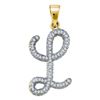 Image 1 : Diamond Cursive Letter L Pendant 1/6 Cttw 10kt Yellow Gold