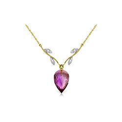 Genuine 9.52 ctw Amethyst & Diamond Necklace 14KT Yellow Gold - REF-36Z3N
