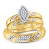 Image 1 : Diamond His & Hers Matching Trio Wedding Engagement Bridal Ring Set 1/4 Cttw 10k Yellow Gold