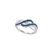 Image 1 : Round Blue Color Enhanced Diamond Double Row Crossover Band 1/5 Cttw 10kt White Gold